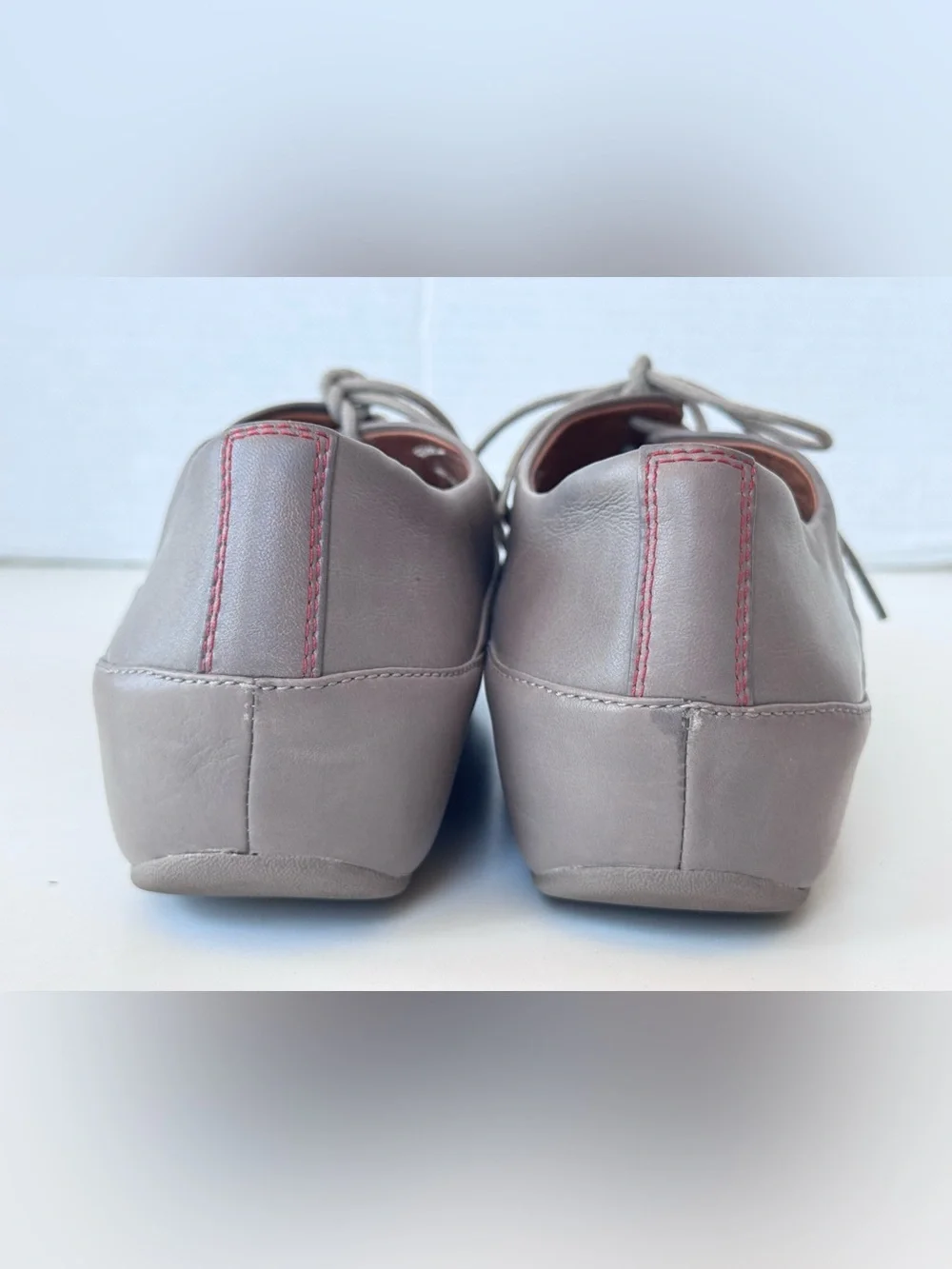 FitFlop Taupe Platform Cap Toe Leather Lace Up Oxford Shoes Women's Size 38.5